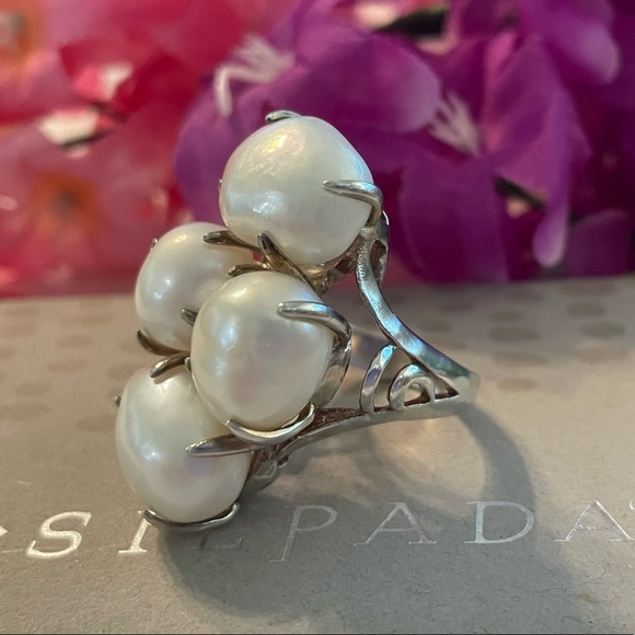 Silpada Coastal Pearl Cluster Sterling Silver Statement Ring R2949 - Picture 6 of 17